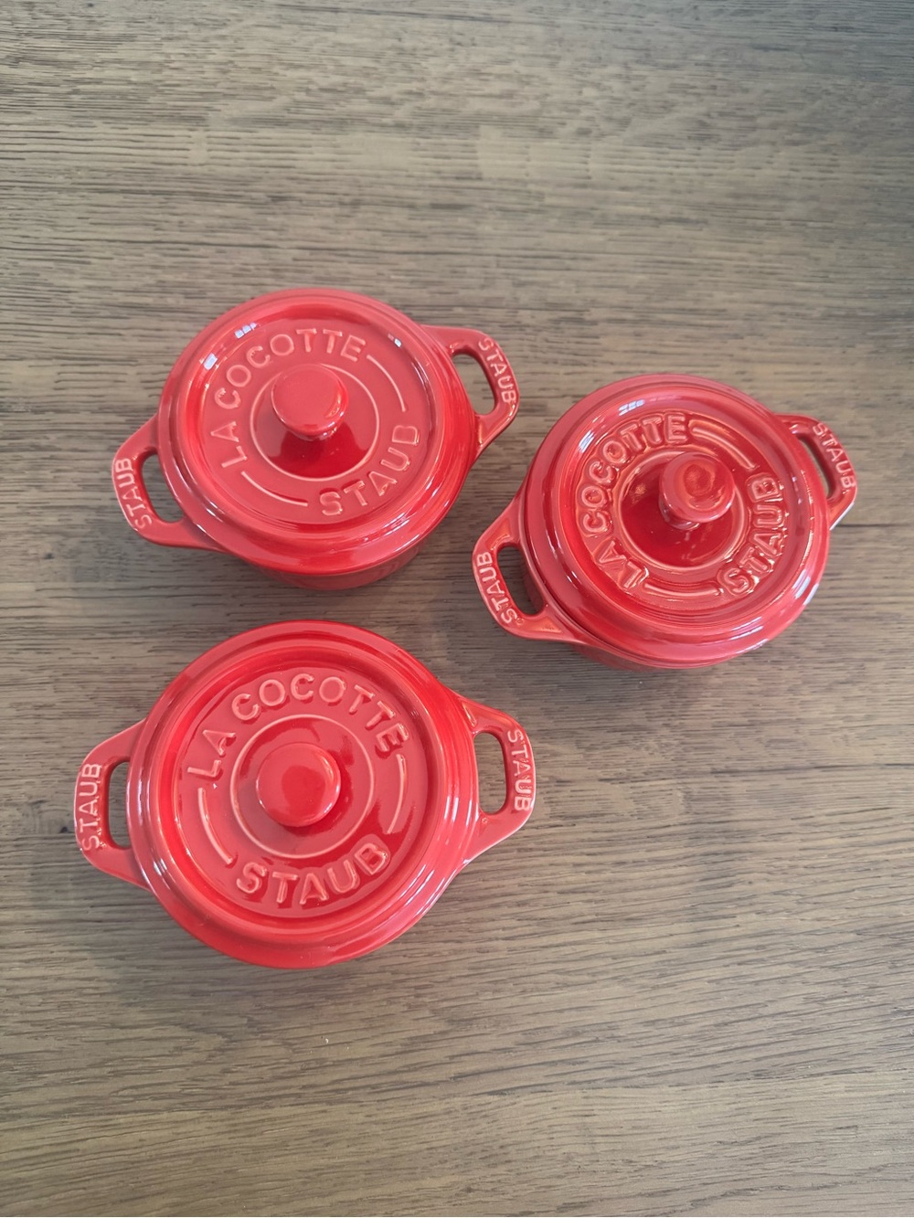 Staub Ceramic 3-pc Mini Round Cocotte Set - Cherry